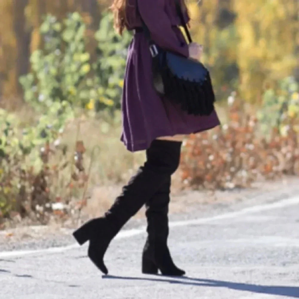 Aldo velvety over the knee grey boot